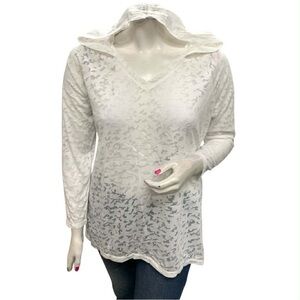 Jones New York White Sheer Long Sleeve Top Size Xl